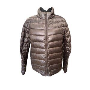 Zshow Brown Lightweight Packable Goose Down Women L Puffer Jacket Outdoor Hiking
